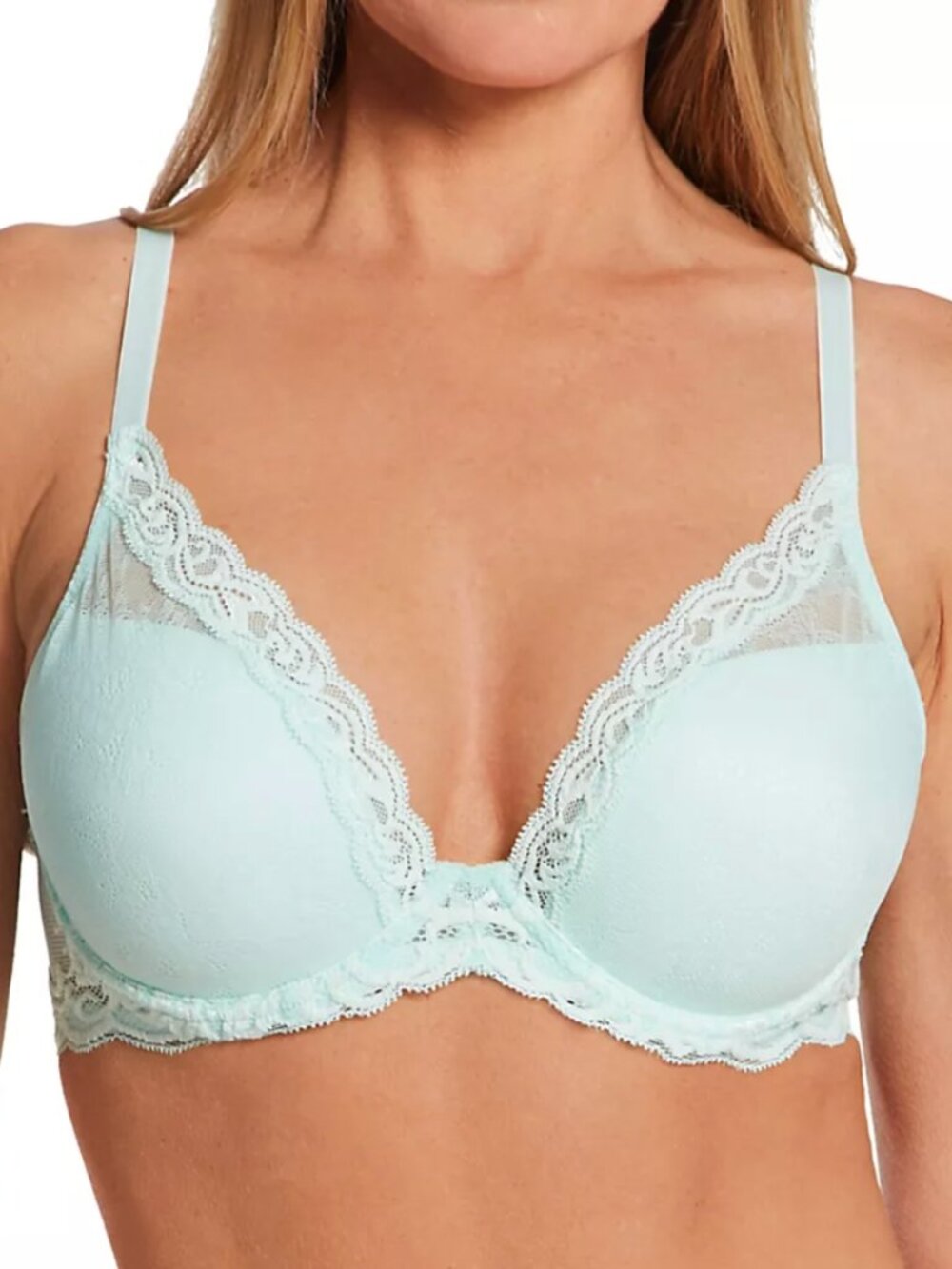 Natori 730023 Feathers Contour Plunge Lace Underwire Bra Mint 38DD